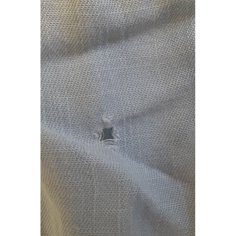 Talbots Blouse Womens Large Blue Distressed Lycell‎ Button Up Roll Tab Sleeve - Picture 8 of 9